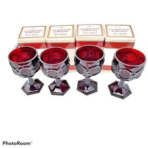 Avon Cape Cod Water Goblets In Box 1982 Set 4